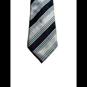 Donald J Trump Black Beige Silver Striped Silk Tie